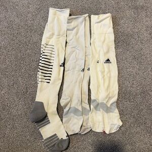LOT 3 Pair White Adidas Medium Soccer Socks